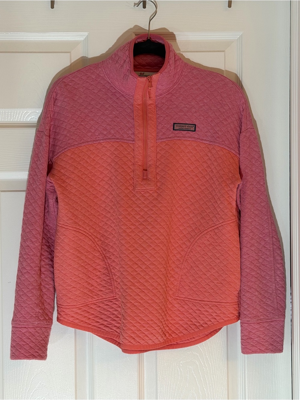 Vineyard Vines Shep Shirt Quilted Pullover in Coral Pink